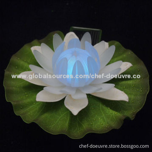 Garden Decor Solar Floating Lotus with Lily, LED